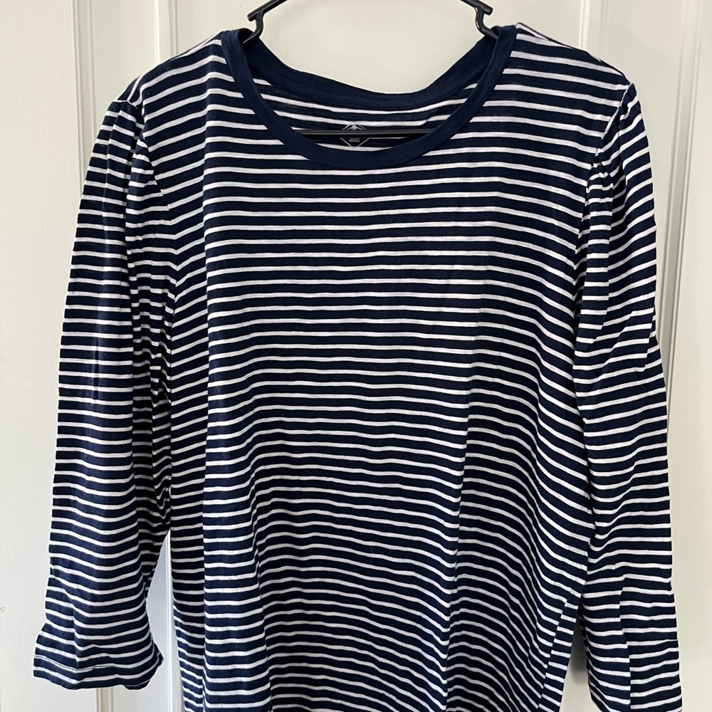 St Johns Bay navy striped shirt.